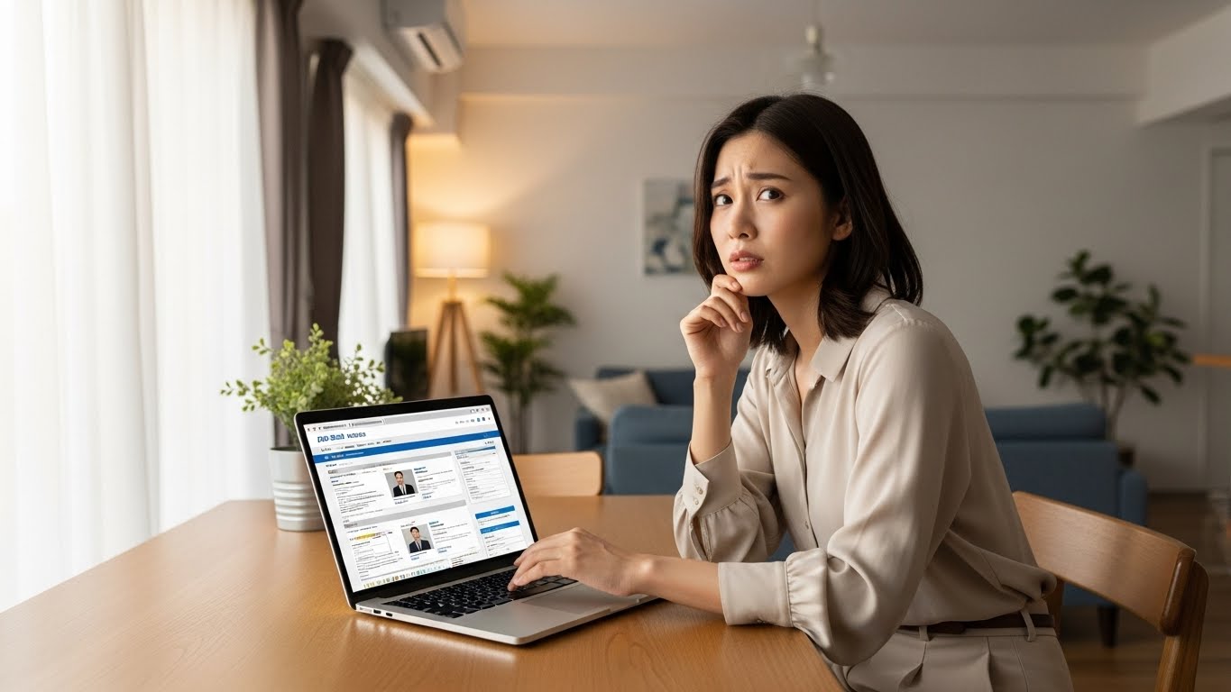 転職活動に不安を抱えながらも、情報収集を進める20代の日本人会社員